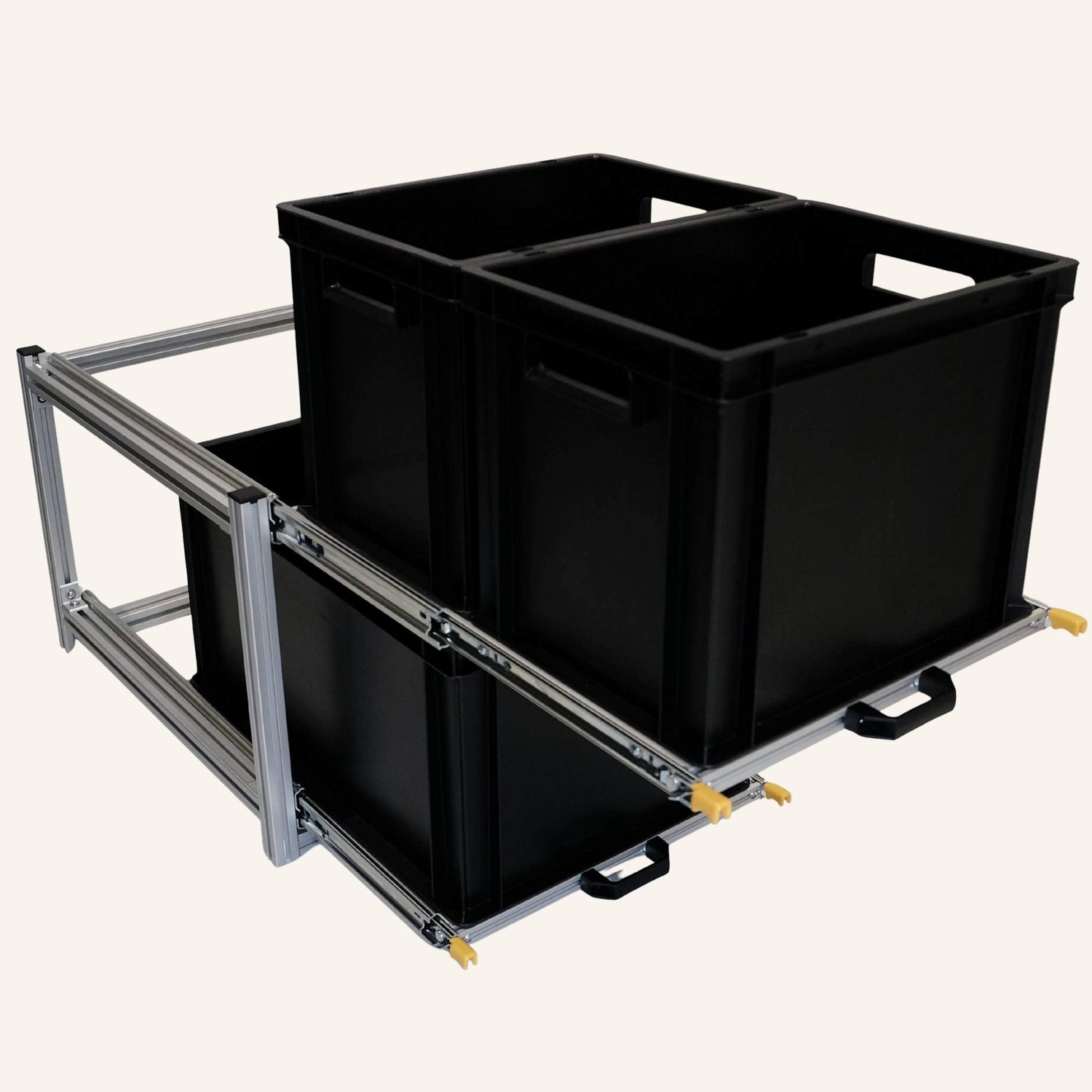 Dubbele schuifmodule 65 cm hoog (hoogte inclusief bakken)