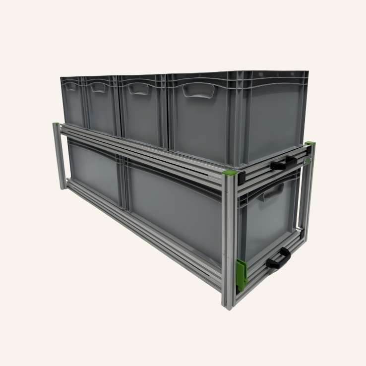 Dubbele light schuifmodule 1295 × 500 × 730 mm